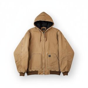 KEY Duck Canvas Hooded Work Jacket Insulated Lined Distressed